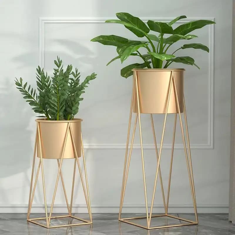 Light Luxury Nordic Green Plant Flower Rack Indoor Iron Flower Pot Rack Home Living Room Decoration Stand Planters