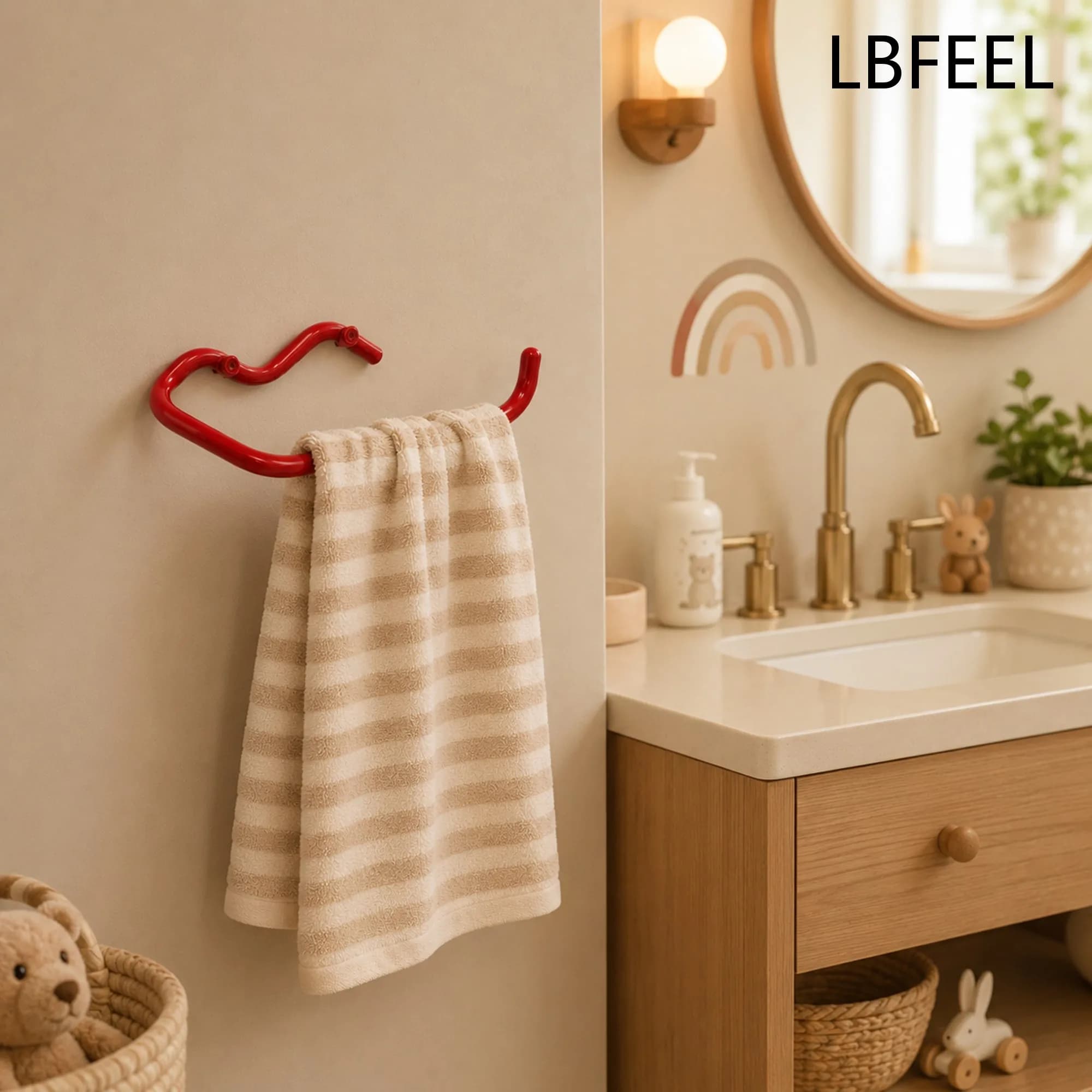 Unique Wave Toilet Paper Holder Minimalist Metal Wall Hooks Tissue Hanger Red Black Towel Rack for Bathroom & Kitchen LBFEEL