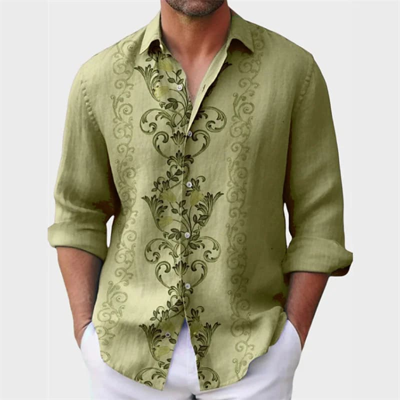 Camicia da uomo a 6 colori camicia da uomo stampata modello esplosione camicia a maniche lunghe con bottoni con risvolto primaverile ed estivo
