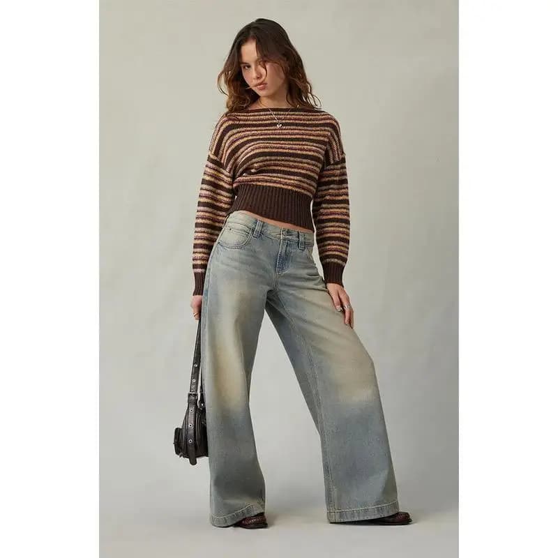 Jeans Slim Retro H 21096, Pantaloni in Denim Vintage, Stile Neutro, Altri Materiali, Pantaloni Casual per Donna, Stagione Primaverile
