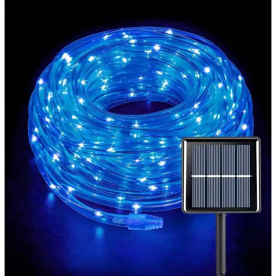 10m 100LEDs Solar Rope Lights Outdoor LED PVC Tube Fairy String Light For Garden Party Decor(Blue)
