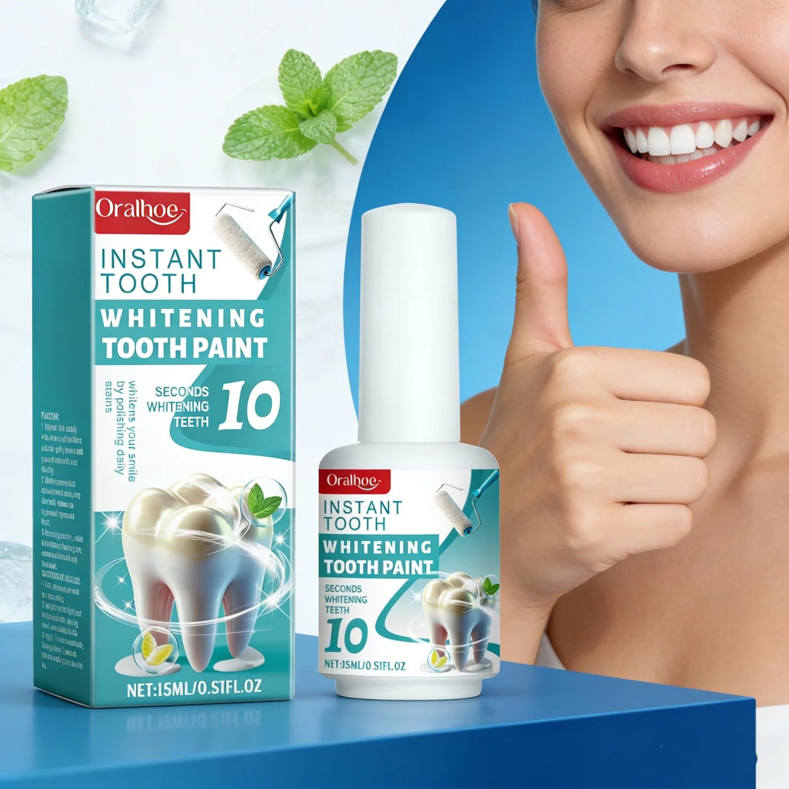 Vernice sbiancante istantanea per denti, effetto in 10 secondi, sbiancamento portatile, rivestimento rapido per denti bianchi, vernice illuminante per la superficie dei denti