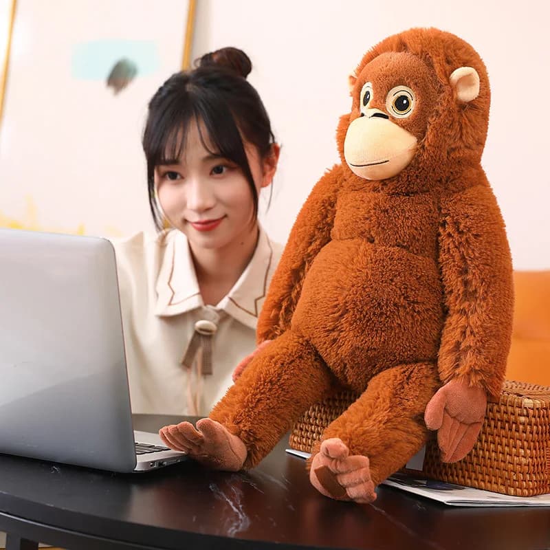 Peluche Realistico di Gorilla Kawaii, Pupazzo Scimmia con Braccia Lunghe, Cuscino Animale Imbottito Cartoonesco, Regalo di Compleanno Creativo per Ragazze, Giocattoli per Bambini