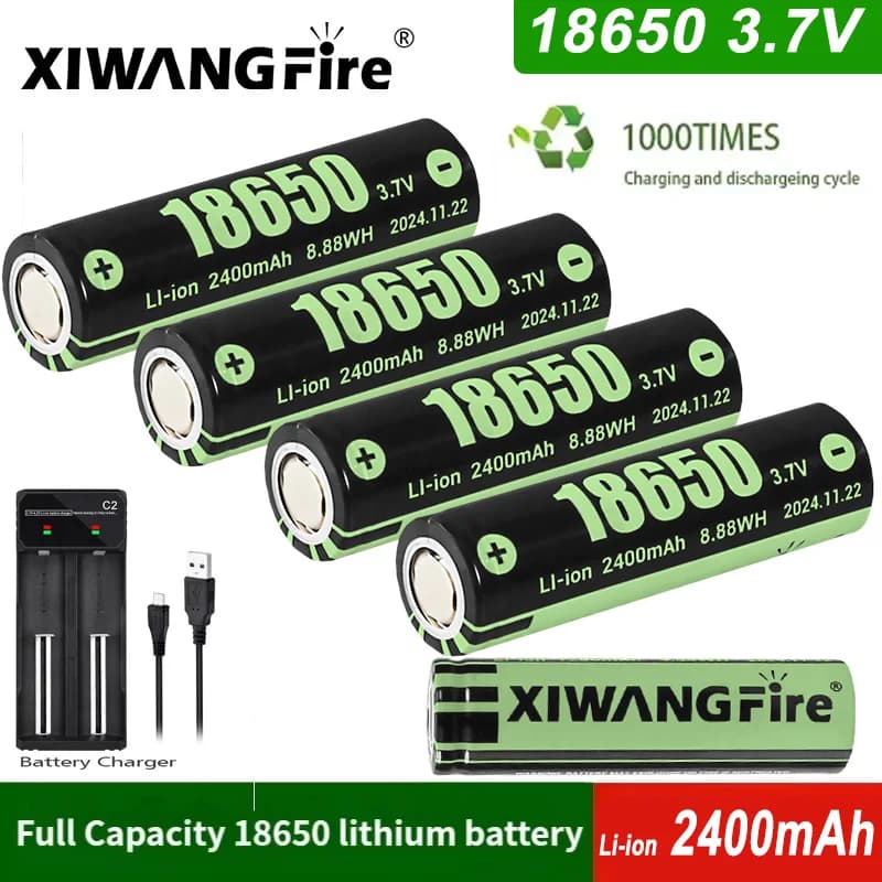 18650 Batteria 3.7V Ricaricabile 2400mAh Ioni di Litio XIWANGFIRE Batteria Originale per Altoparlante Radio Giocattolo Faro Torcia Elettrica Della Torcia