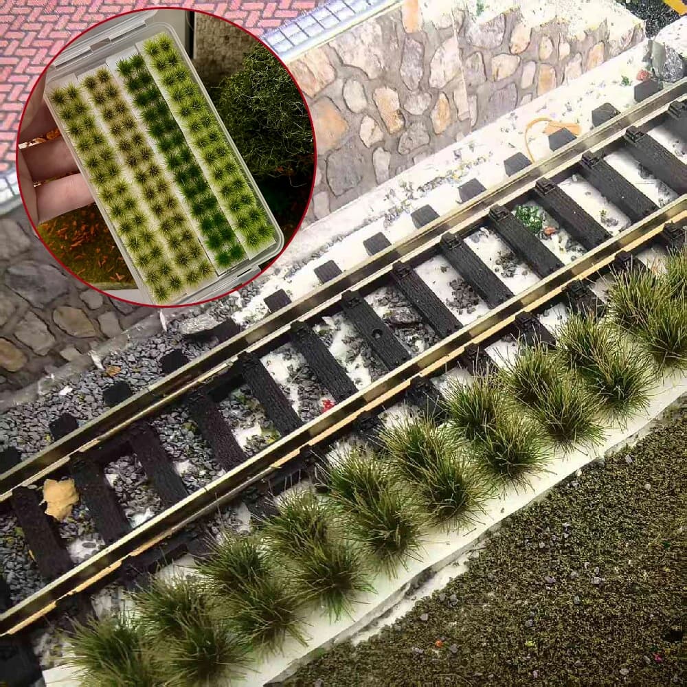 104 Pezzi di Ciuffi d'Erba Statica in Miniatura, Modelli di Erba Artificiale Colorata per Creazione di Scenari e Diorami