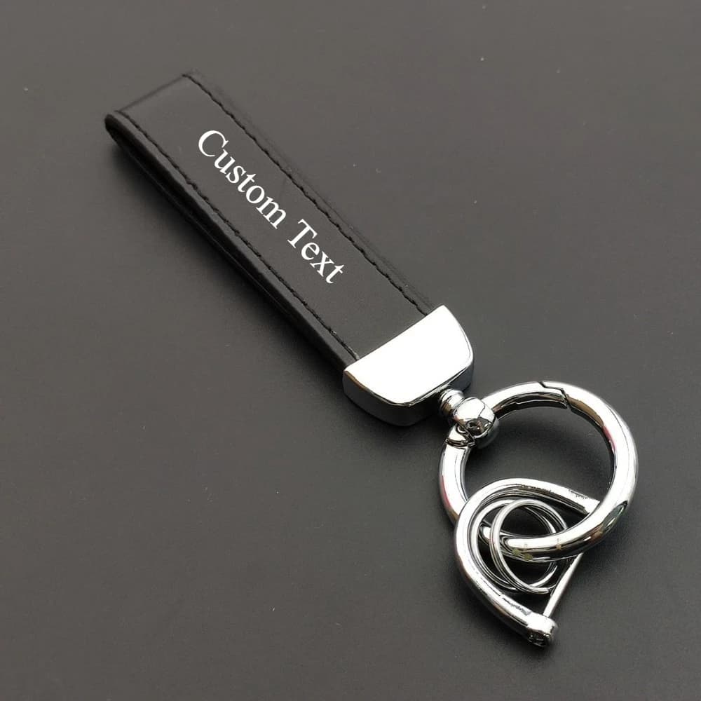 Custom Personalized Leather Keychain Laser Engraved Name Text Car Key Ring for Men Motorcycle Backpack Stainless Steel Gift