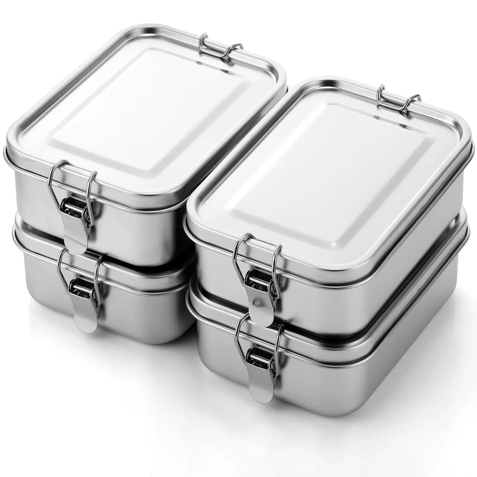 Umigy 4 stainless steel food containers Bento Lunch Box in metal with leak proof clip with lock Reusable storage 18,6 ounces/550 ml