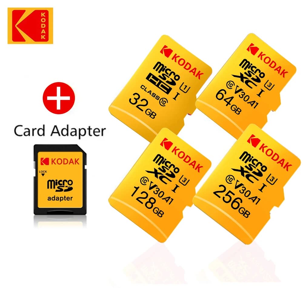 KODAK Micro SD Card 256GB Memory Card UP TO 100MB/s C10 U3 32GB 64GB 128GB TF Card 4K HD For USB Card Reader Adapter Microsd