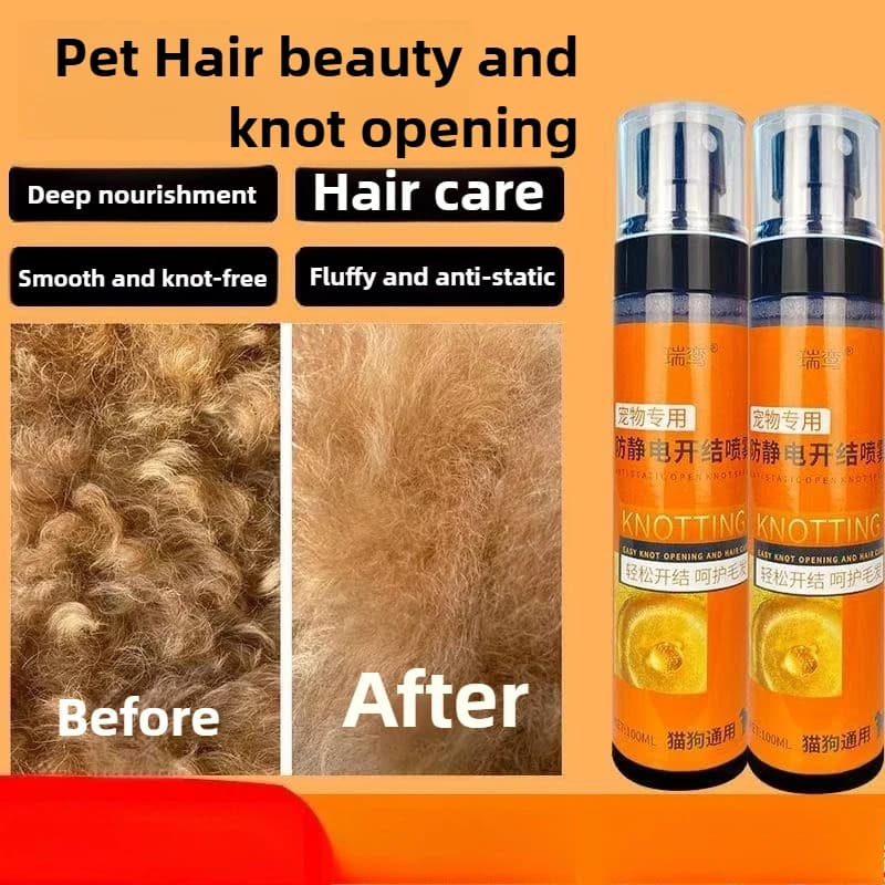 NUOVO Cappotto per animali domestici Balsamo per capelli senza lavaggio Spray Soffice liscio Morbido lucido Facile pettine senza nodi per annodare i capelli del cane gatto Groviglio