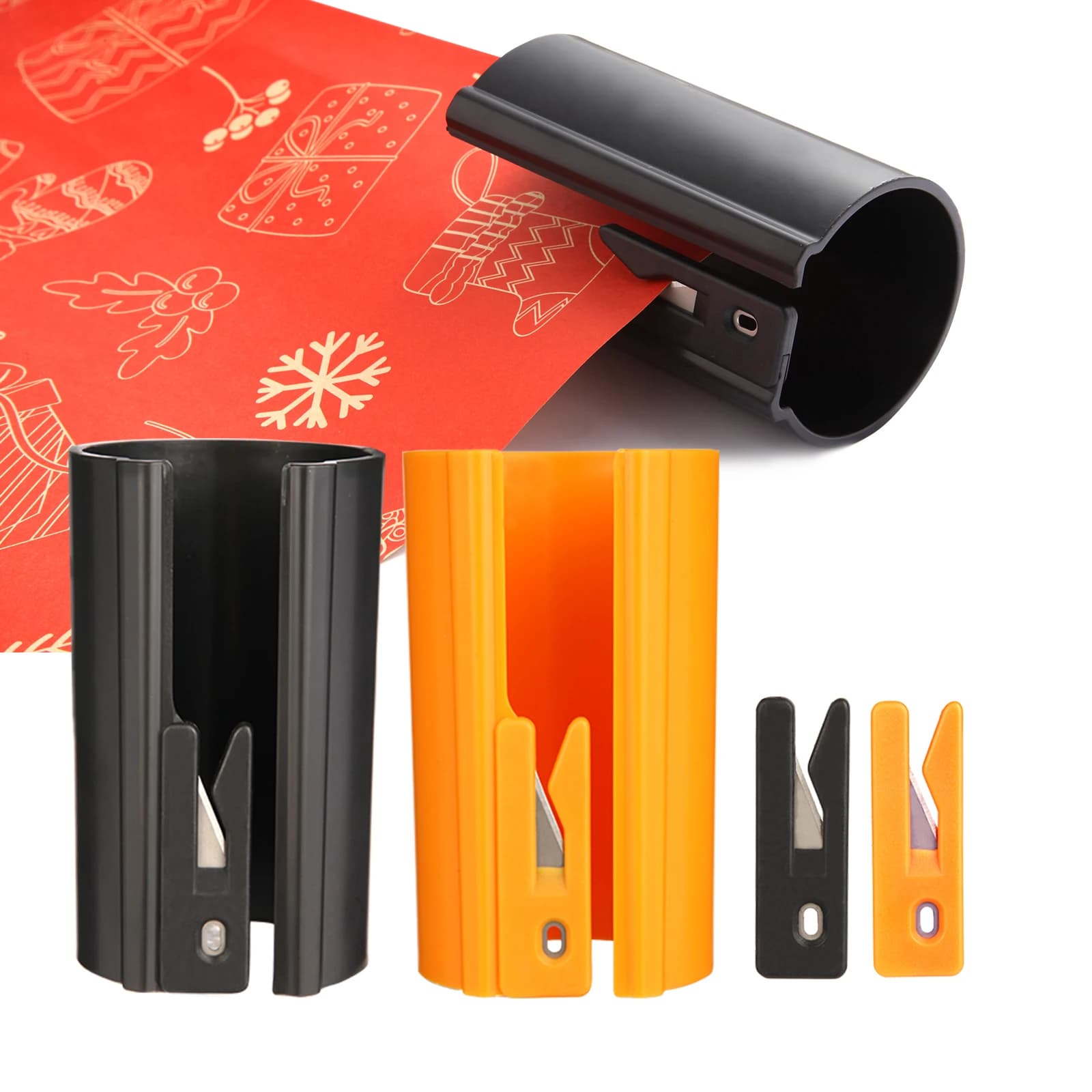 Sliding gift card cutter with 1 piece scale - Trimmer for Easy- Glide gift packs for Christmas and birthdays, durable ABS, orange/black