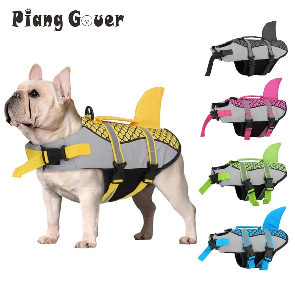 Scales Shark Swim Dog Clothes Pet Life Jacket Vest Harness Pet Swimming Summer Swimwear