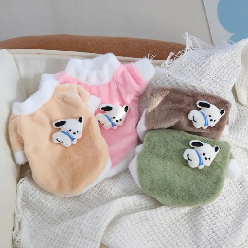 Felpa con Cappuccio Sanrio Pochacco per Cani e Gatti, Pullover in Peluche per Piccoli Animali, Vestiti Invernali Caldi e Carini con Adorabile Stampa Pochacco