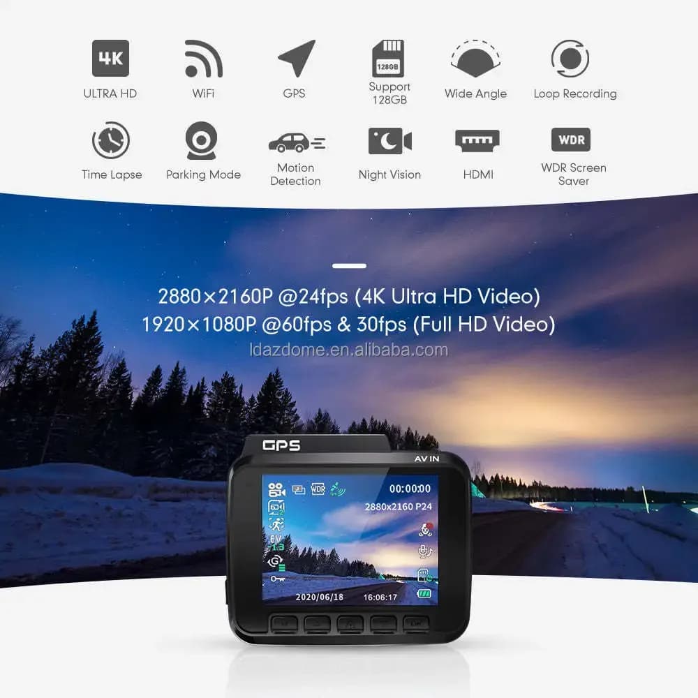 2026 AZDOME GS63H GPS High Definition WiFi 4k Front Len Dashcam Dash Camera Driving Recorder Dash Cam Car Camera Black B