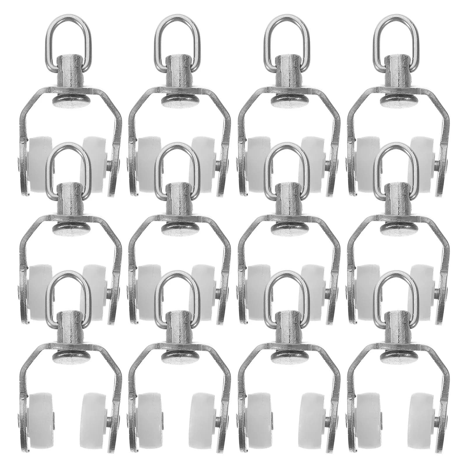 20Pcs Curtain Track Rollers High Hardness Plastic Rustproof Stainless Steel Frame Flexible Ceiling Rail Gliders Smooth Sliding