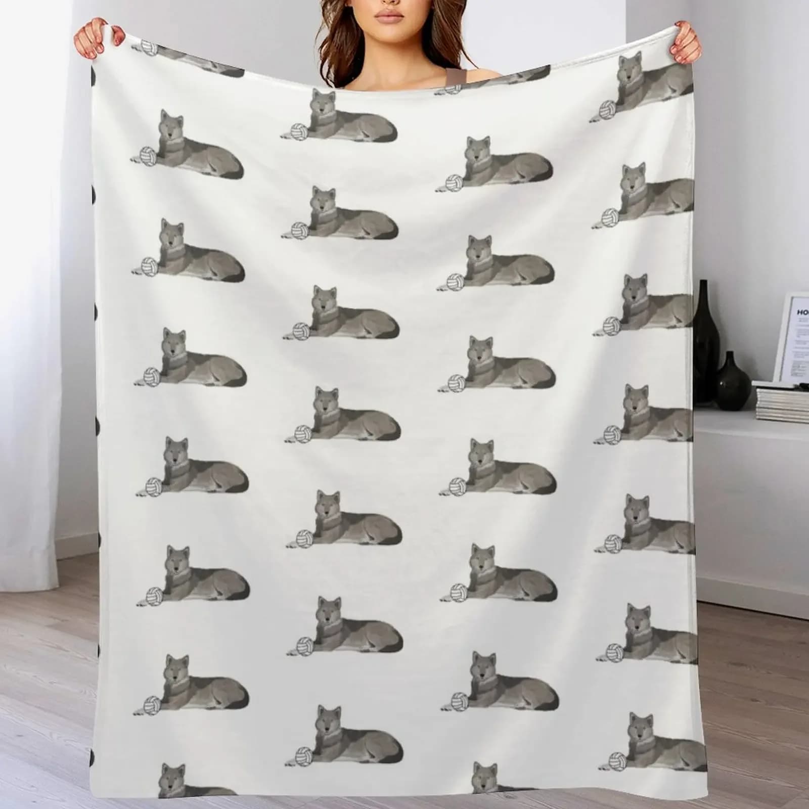 Nuova Coperta in Peluche a Forma di Lupo per Pallavolo, Calda e Morbida per Soggiorno