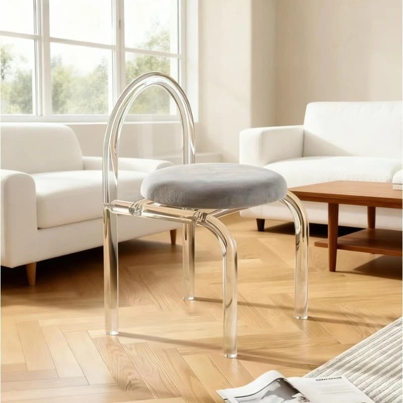 Modern Clear Acrylic Chair - 1PC Transparent Versatile Seat for Bedroom, Vanity & Dining, Minimalist Durable Design