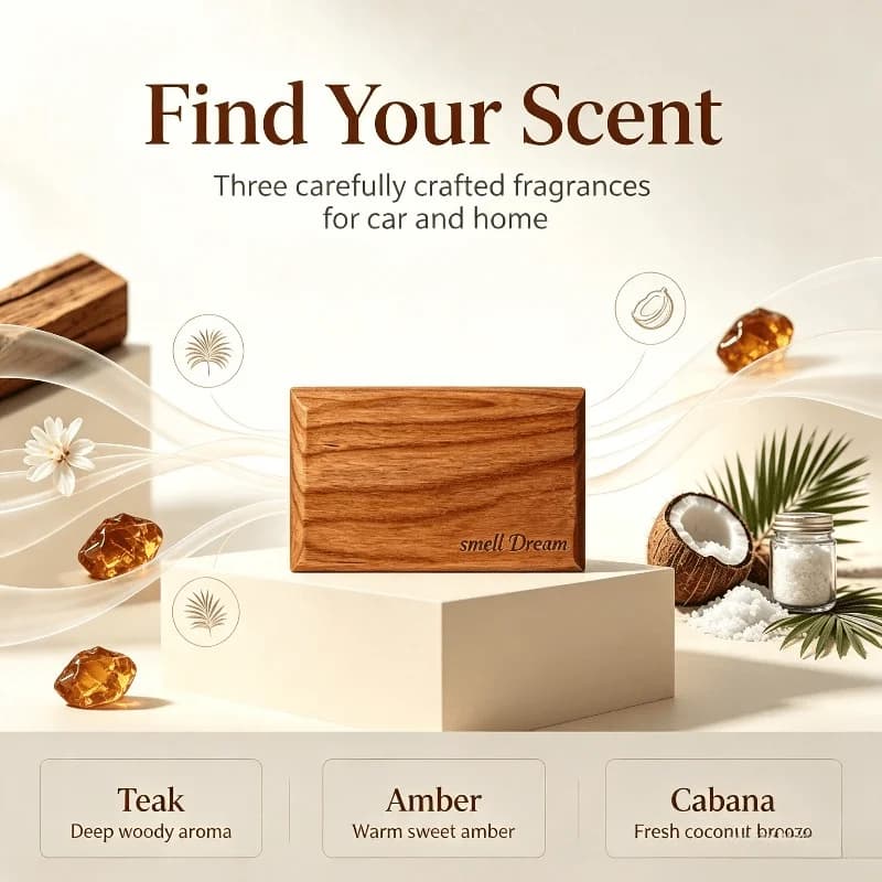 Car Air Freshener Handcrafted Wooden Diffuser Natural Aroma Fragrance Tool Relax Focus Decor Ornament for Car Indoor Home Use