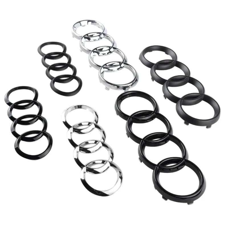 Adesivi/Emblemi/Stemmi 4 Anelli in ABS per Cofano Anteriore, Griglia e Bagagliaio Posteriore per Audi TT A3 A4 A5 A6 A7 Q2 Q3 Q5 Q8 S6 S7