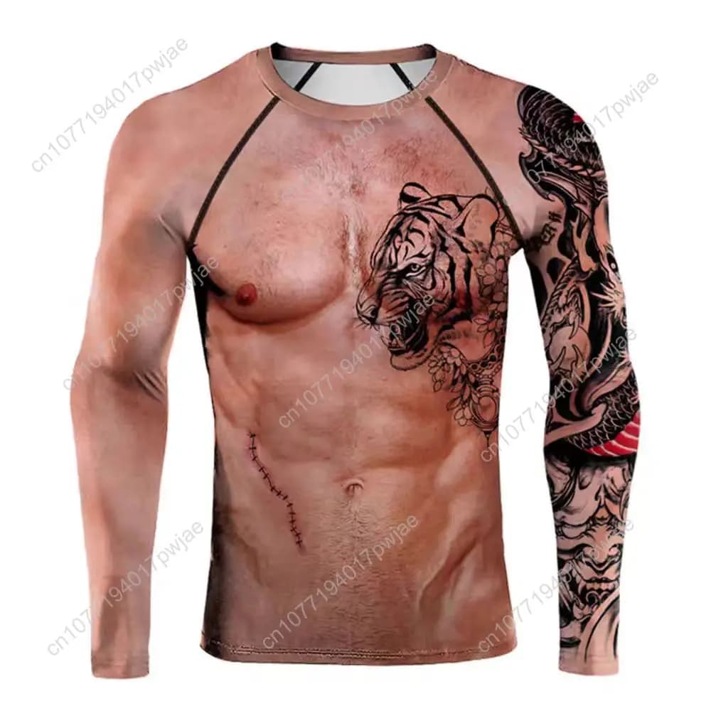 Men's Seasonal Trendy T-Shirt — Casual Short-Sleeve Top with 3D Muscle Print (Casual Sports Style)