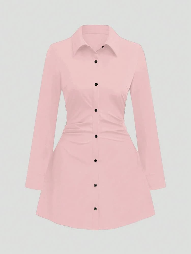 Nuovi arrivi autunnali Abito camicia a maniche lunghe a maniche lunghe dimagrante casual da donna taglie forti per l'uso quotidiano e l'ufficio