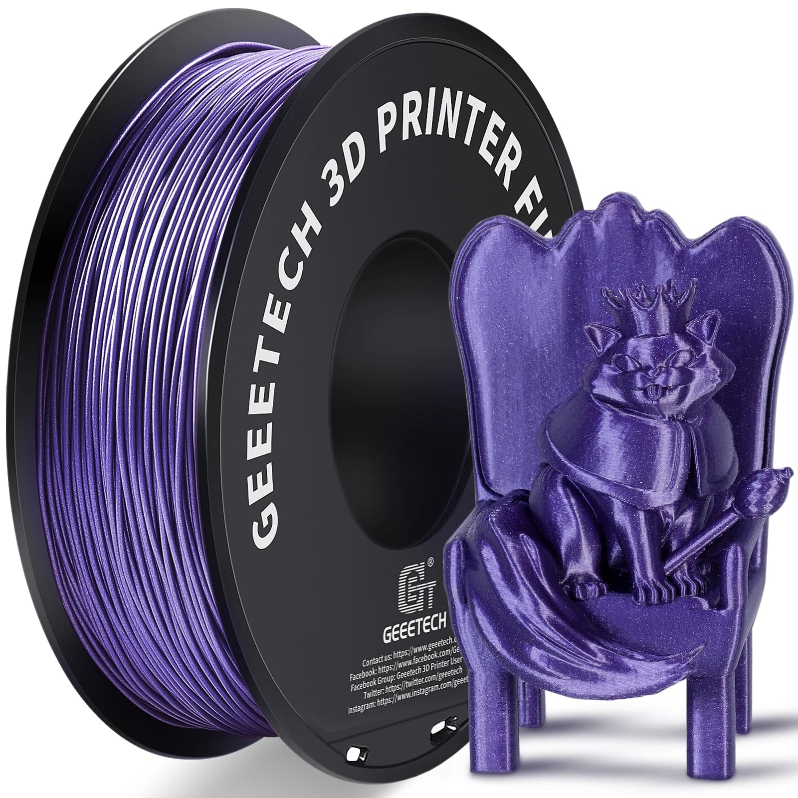 Sparkling PLA Filament Geetech 1 kg 1,75 mm Plastic material for 3D printer, accuracy 0.03 mm, multiple color, suitable for most FDM printers
