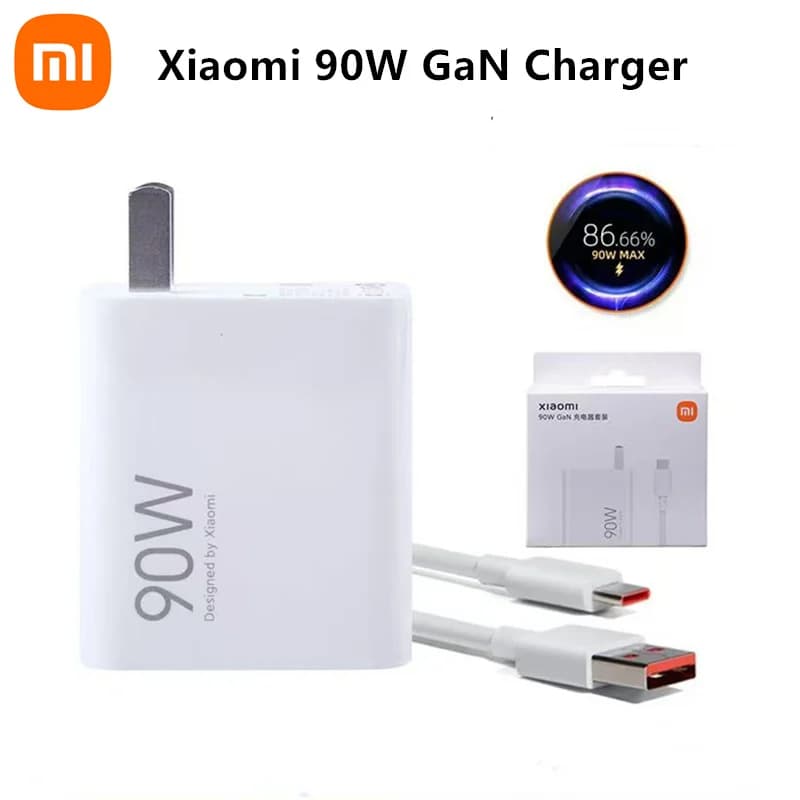 Caricabatterie GaN Xiaomi Mi 90W Uscita USB-A a ricarica rapida con cavo tipo C 6A