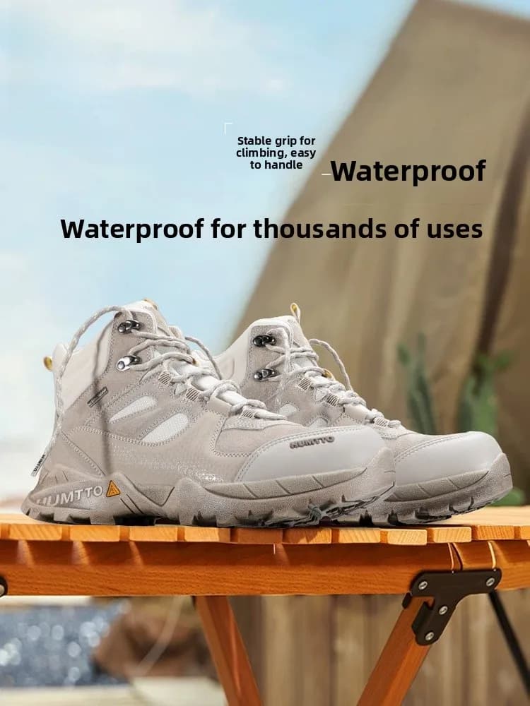 Scarpe da trekking impermeabili HUMTTO Sports da uomo, leggere, alte, resistenti allo scivolamento e all'usura, con suola in gomma.