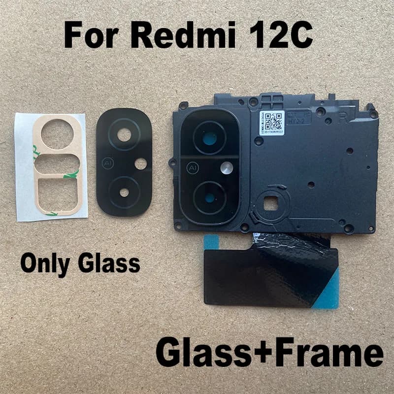 1 pz per Xiaomi Redmi 12C obiettivo posteriore in vetro per fotocamera posteriore con copertura del telaio sostituzione adesivo Ahesive