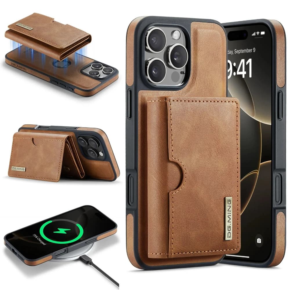 Custodia per telefono in pelle magnetica per iPhone 17 Pro Max 16E 17Air 16 Pro 15 Plus 14 13 12 11 Portafoglio con slot per schede con blocco RFID staccabile
