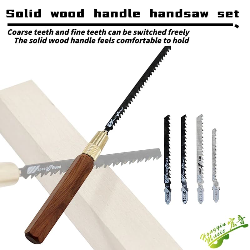 Solid Wood Handle Hand Saw Kit Replaceable Hex Blades Fine Coarse Teeth Luthier Guitar Woodworking Tool