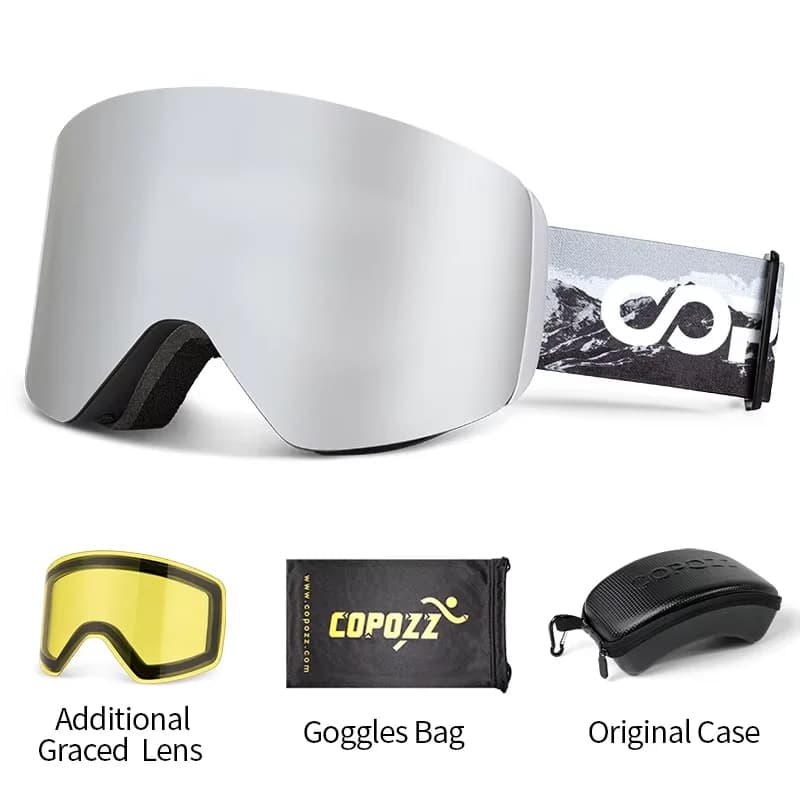 COPOZZ Occhiali da sci invernali professionali Magnetici a cambio rapido Doppi strati Occhiali da snowboard antiappannamento Uomo Donna Attrezzatura da sci