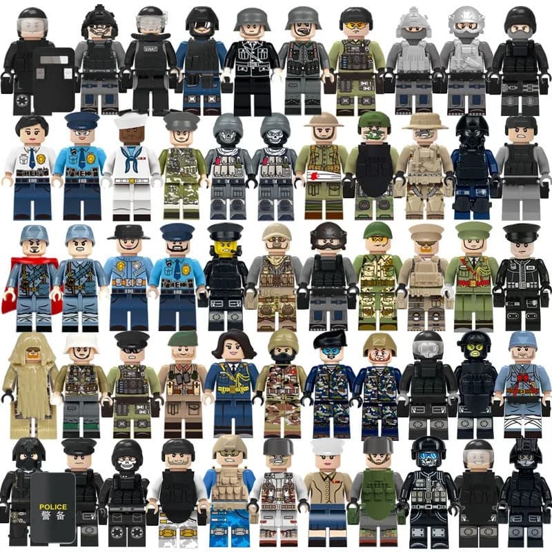 12 pezzi di blocchi da costruzione, personaggi, commando antiterrorismo della polizia speciale, bambole umanoidi, giocattoli per bambini, regali di compleanno
