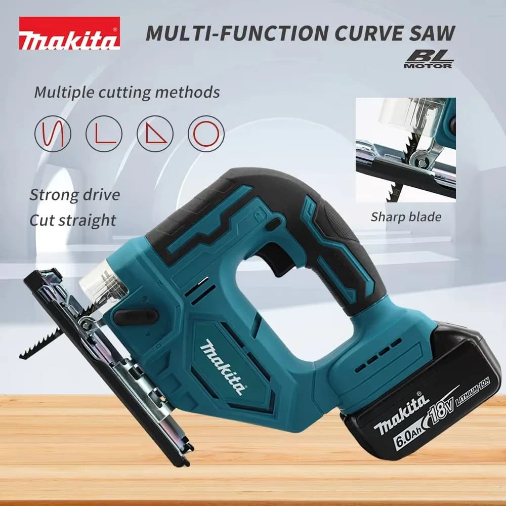 Seghetto Alternativo Makita DJV182Z 340W Brushless 18V Senza Batteria con Lama, Impugnatura a Barilotto, Utensile Elettrico Portatile per Falegnameria