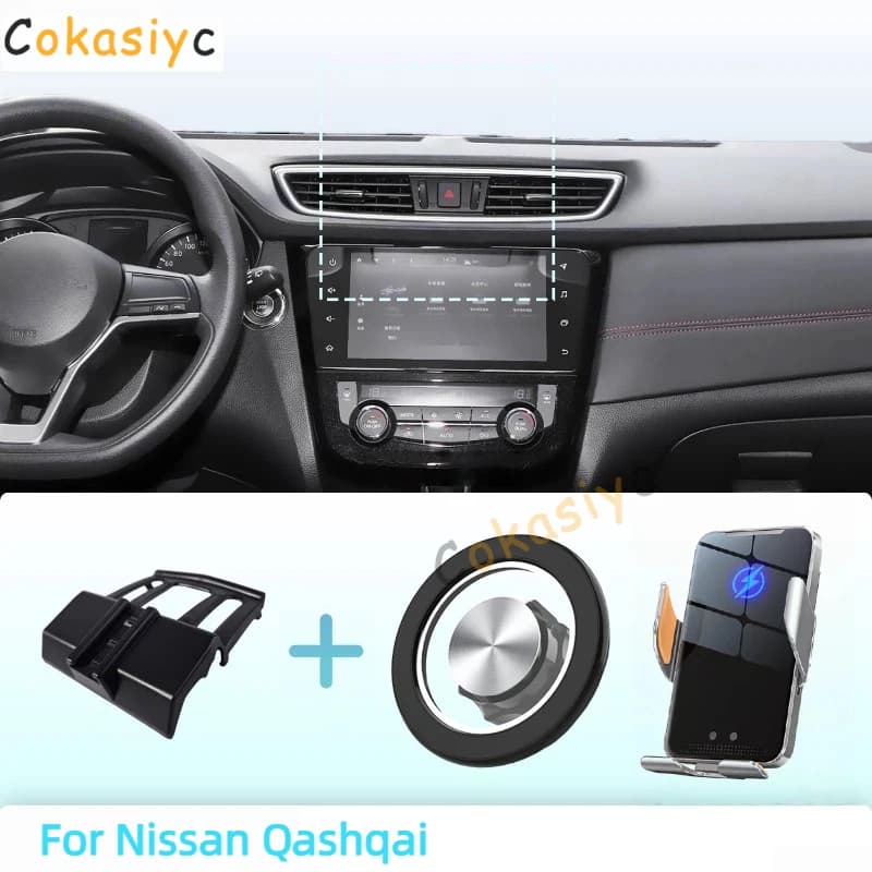Supporto per telefono su misura per Nissan Qashqai J11 2016-2021 2022 2023, supporto magnetico per auto con ricarica wireless a rilevamento intelligente