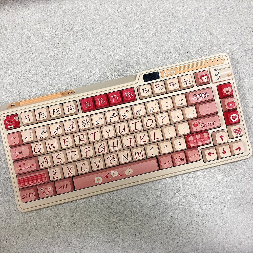 Kawaii Lucky Bear Keycap Set, XDA Profile 120 Keys PBT Dye-Sublimated Aesthetic Keycaps for Mechanical Keyboard
