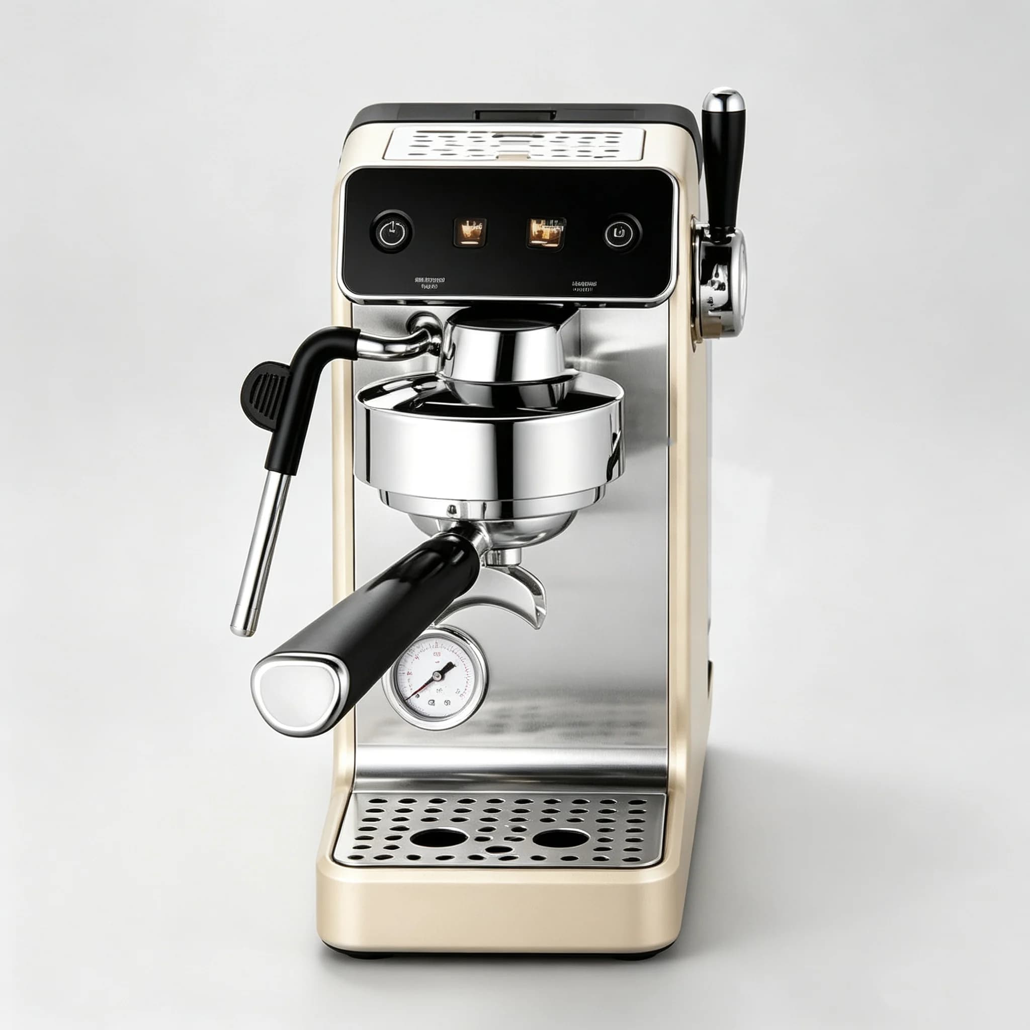 Stainless Steel Commercial Semi-Automatic Espresso Maker, High Pressure Coffee Machine with Auto Milk Foam Function
