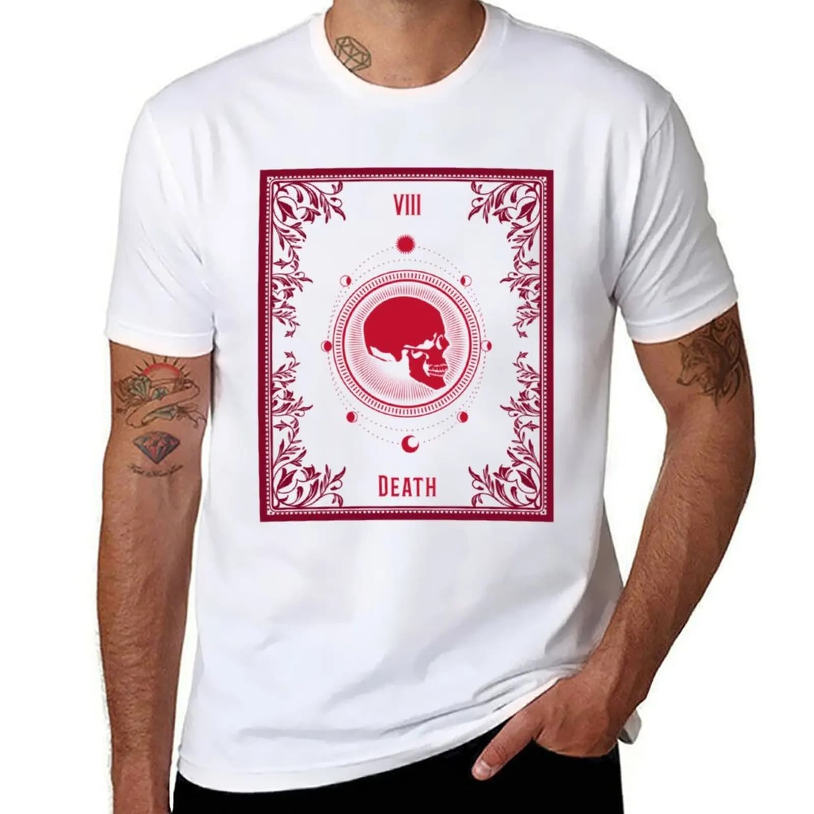 DEATH - Skull Tarot Card T-shirt magliette da uomo magliette grafiche magliette da uomo in cotone divertente T-shirt