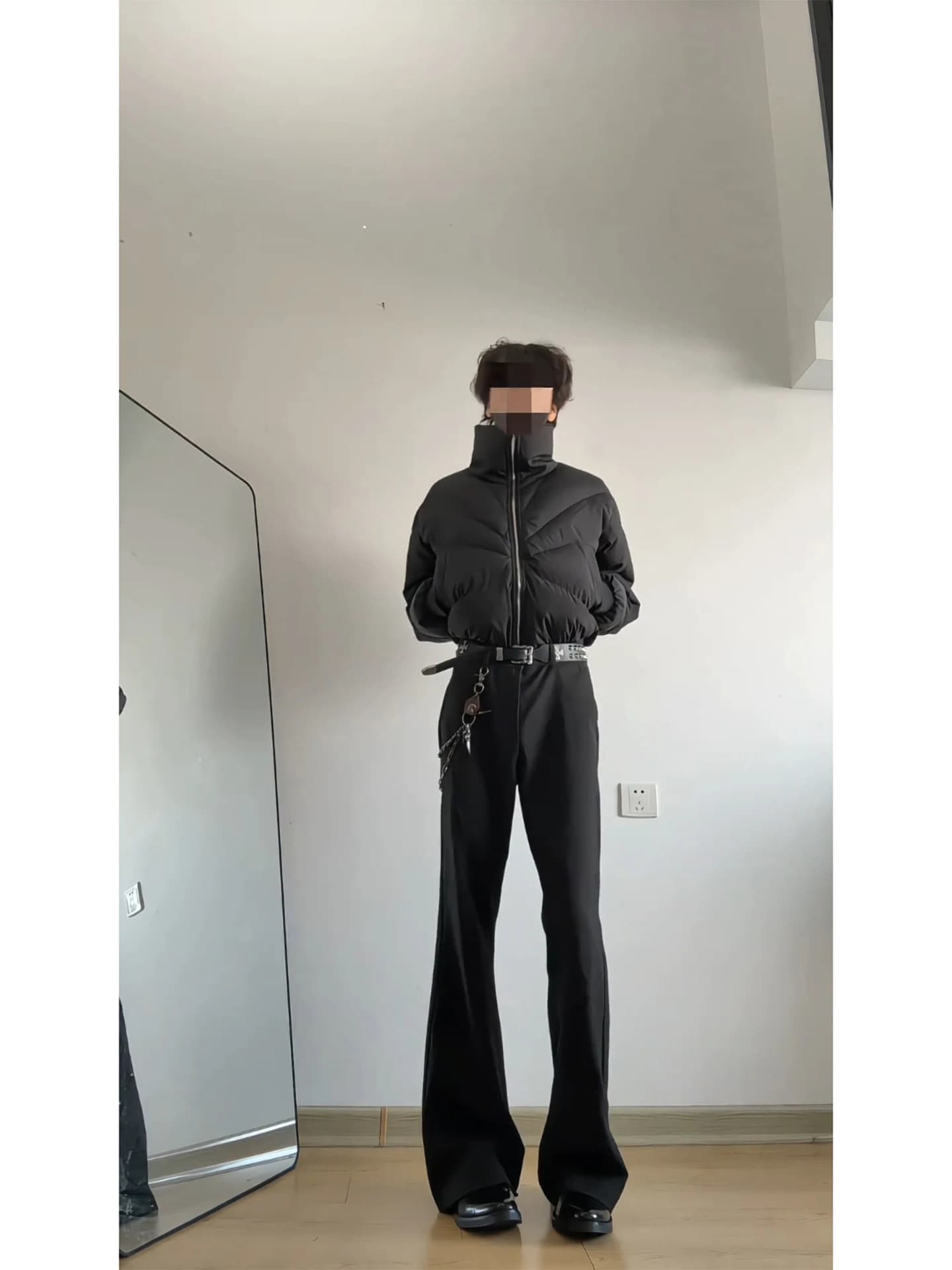 Cleanfit Loose Fit Black Bell Bottom Men's Trousers Autumn Winter High Waist Pants Straight Leg Casual Slimming Jeans