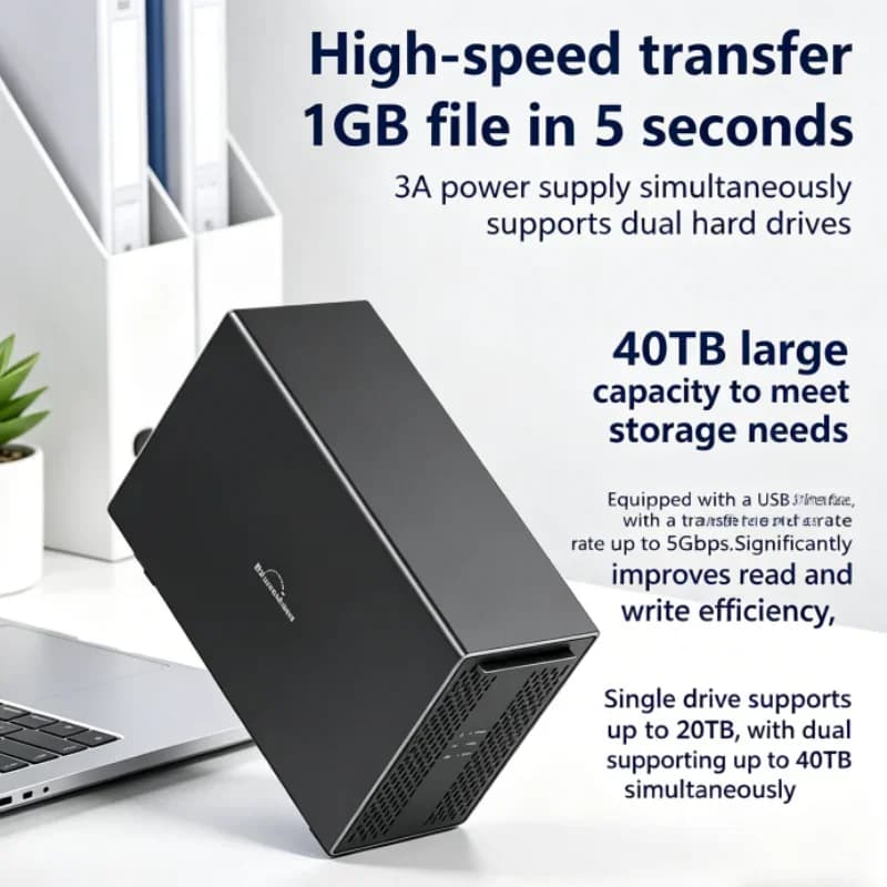 Box Array SATA a Doppio Alloggiamento, Enclosure Esterno per Disco Rigido 3.5 USB 3.0 Tipo C, Dissipatore di Calore, Case Server HDD