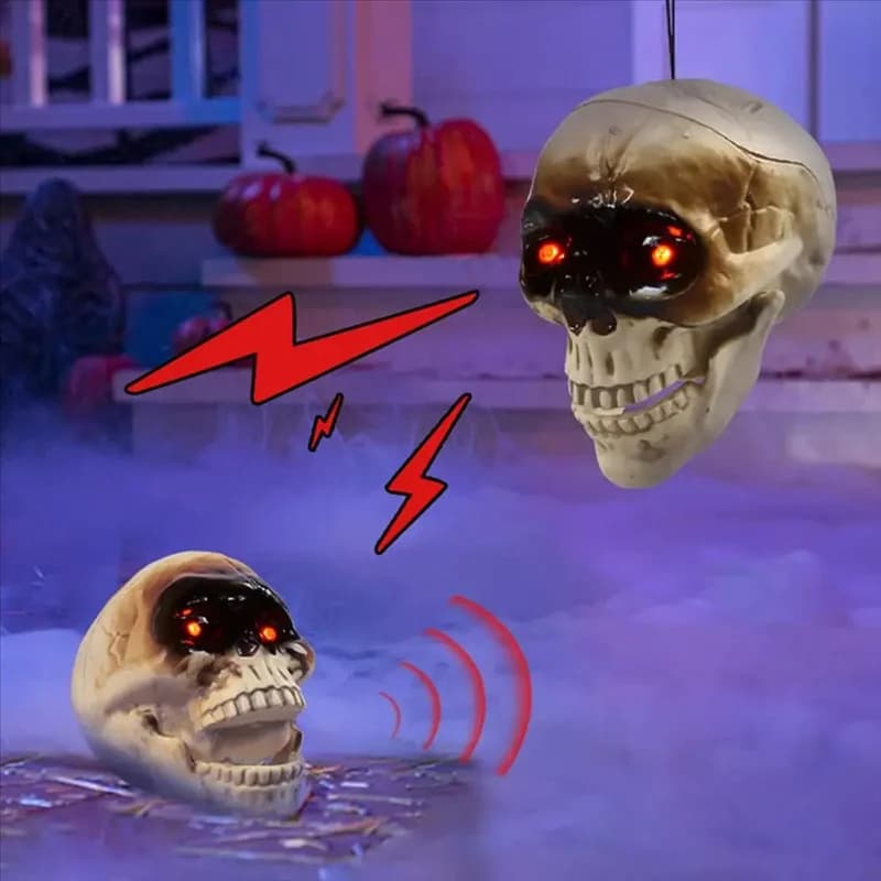 A51M-Teste di teschio spettrali Decorazioni di Halloween Teste di teschio con sensore di movimento Decorazioni di Halloween Suono spaventoso Decorazione spettrale