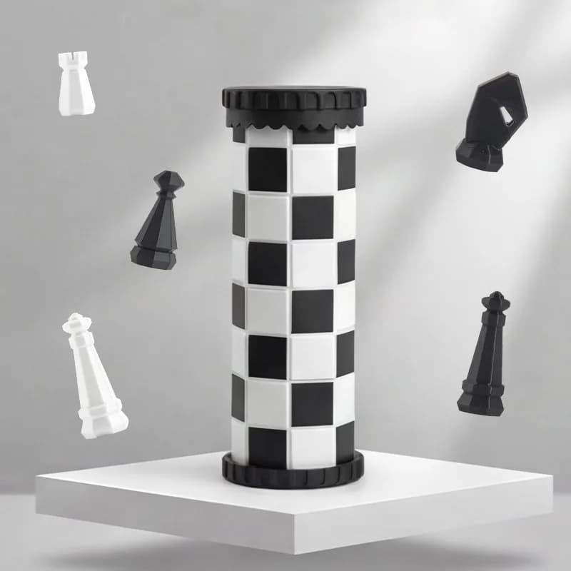 Premium Solid Wood Chess Set with Roll-Up Foldable Chessboard Classic Strategy Board Game for Home Decor & Entertainment