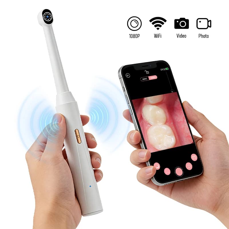 WiFi HD1080P Oral Camera for iPhone/Android, 8 LEDs, Digital Wireless Endoscope for Dentale Inspection