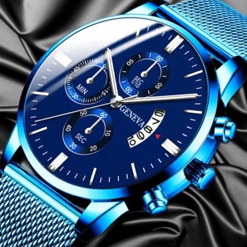 Men's Watch Wrist Watch with Waterproof Mesh Strap Quartz Watch With Calendar Luxury Working Watch for Men Fashionable Men's Watch