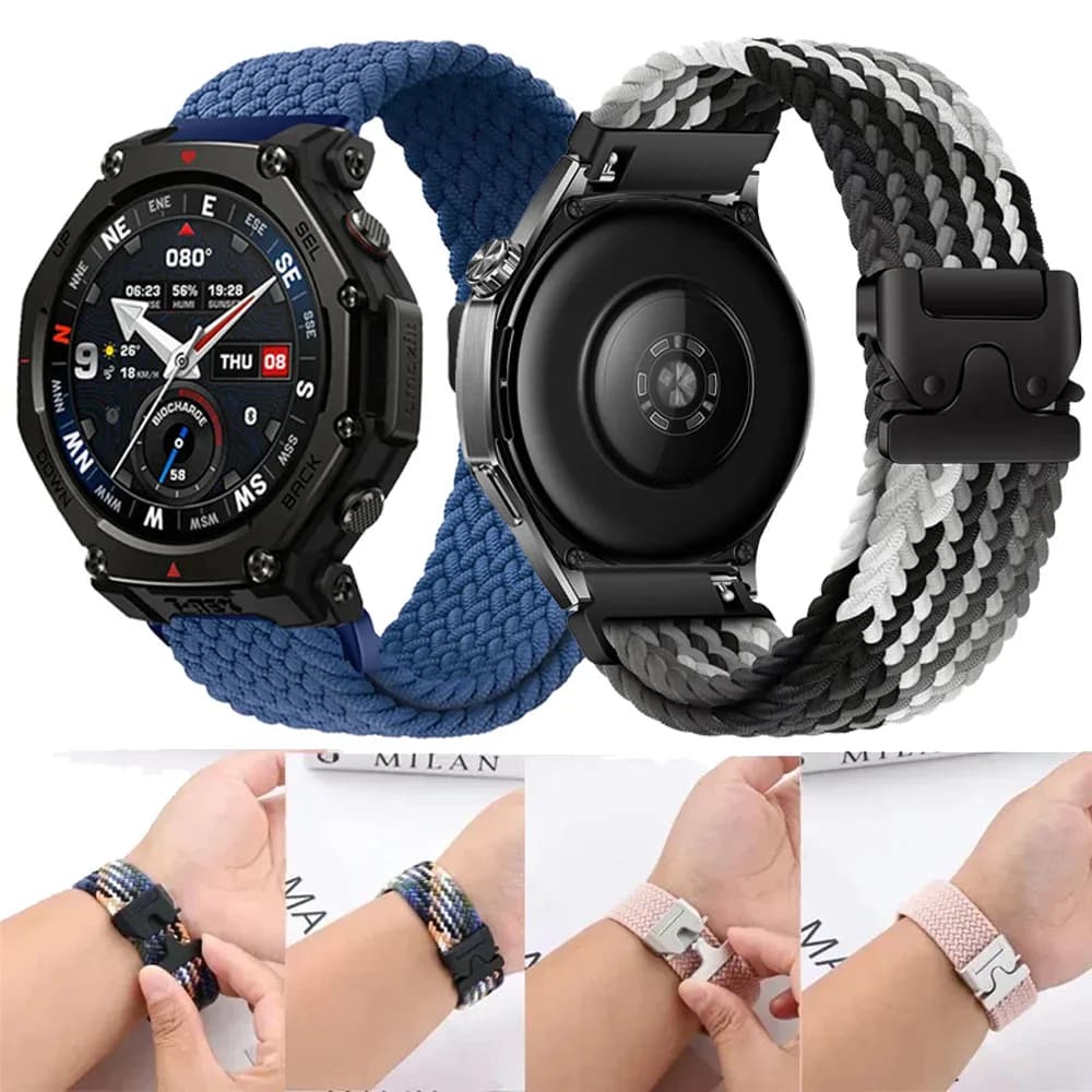 Cinturino in nylon da 20/22mm per Amazfit T-Rex3 Pro 44/48mm cinturino con fibbia per paracadute per Amazfit Helio/Active 2/Bip 6-5/Balance 2-1