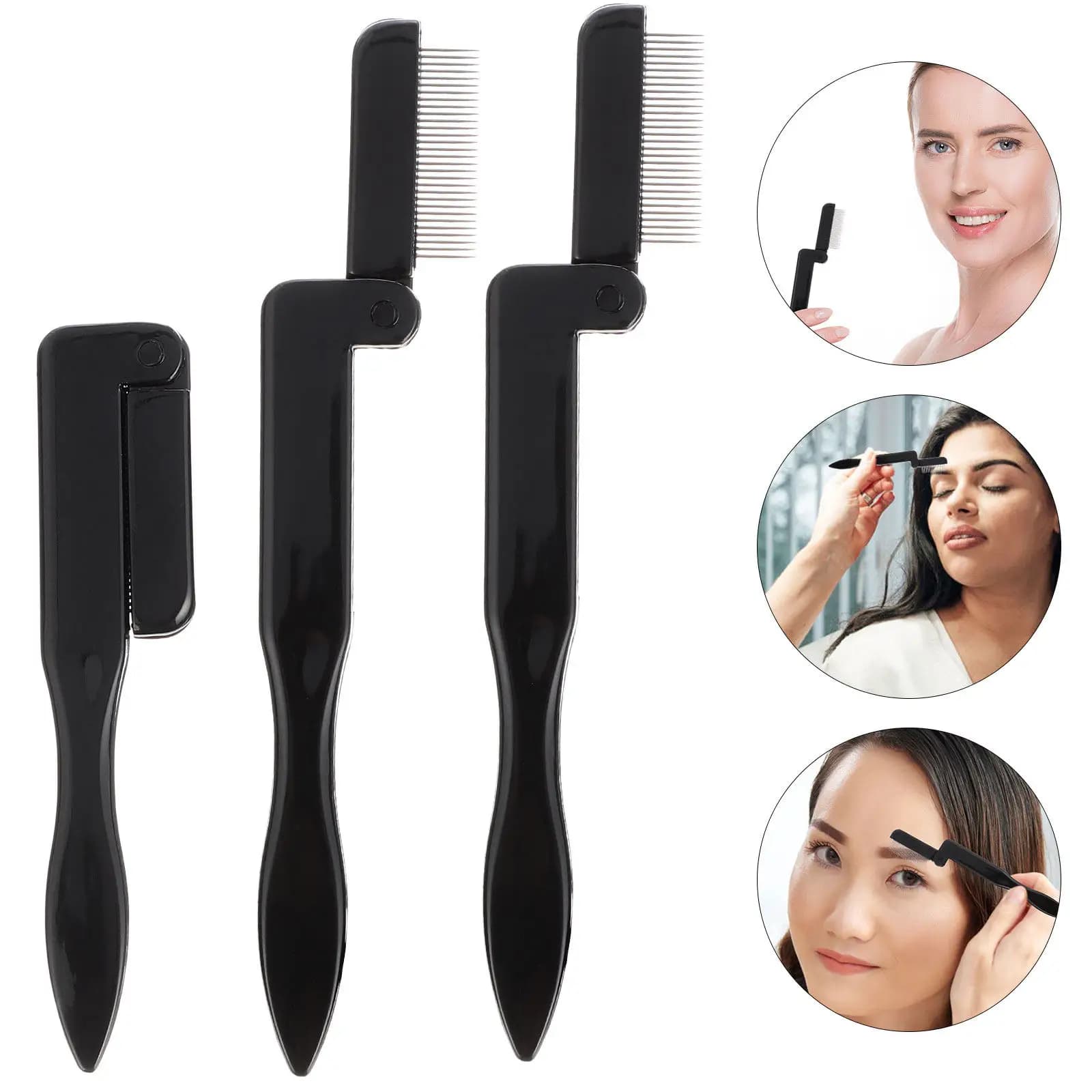 3Pcs Eyebrow Comb Foldable Eyelash Comb Brush Easy Hold Makeup Tool Eyelash Mascara Brush Eyebrow Grooming Tool