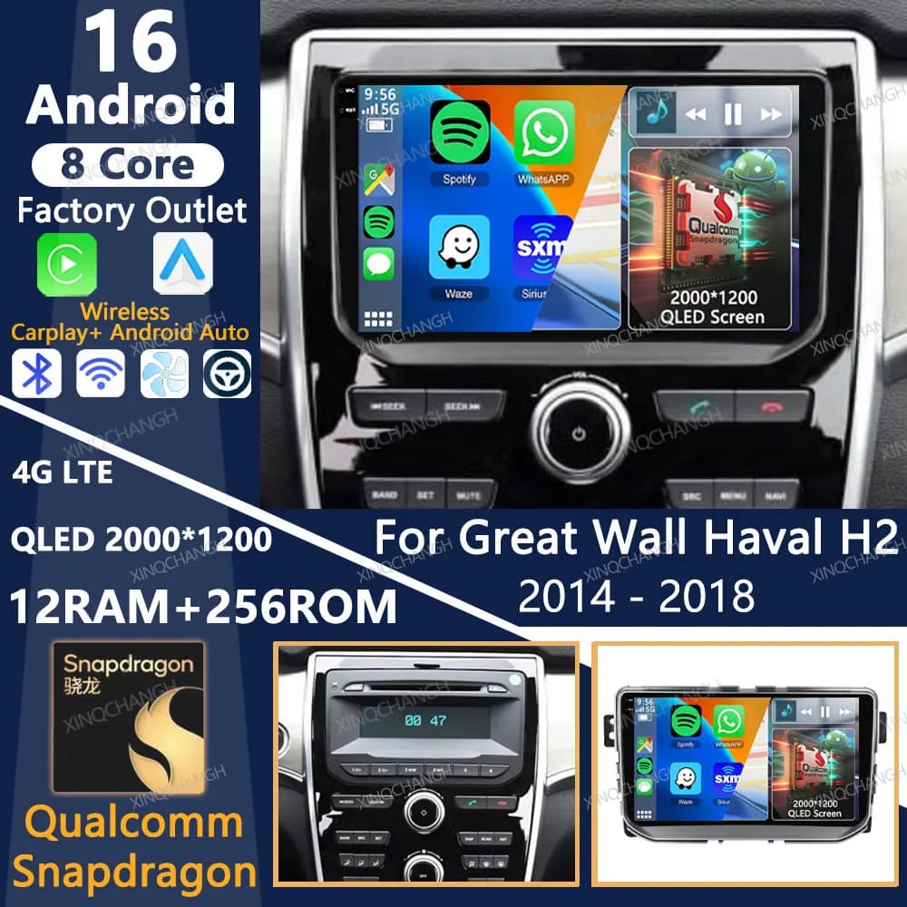 Android 16 Car Radio For Great Wall Haval H2 2014 2015 2016 2017 2018 Multimedia Stereo Video Player BT Carplay Auto 4G WIFI GPS