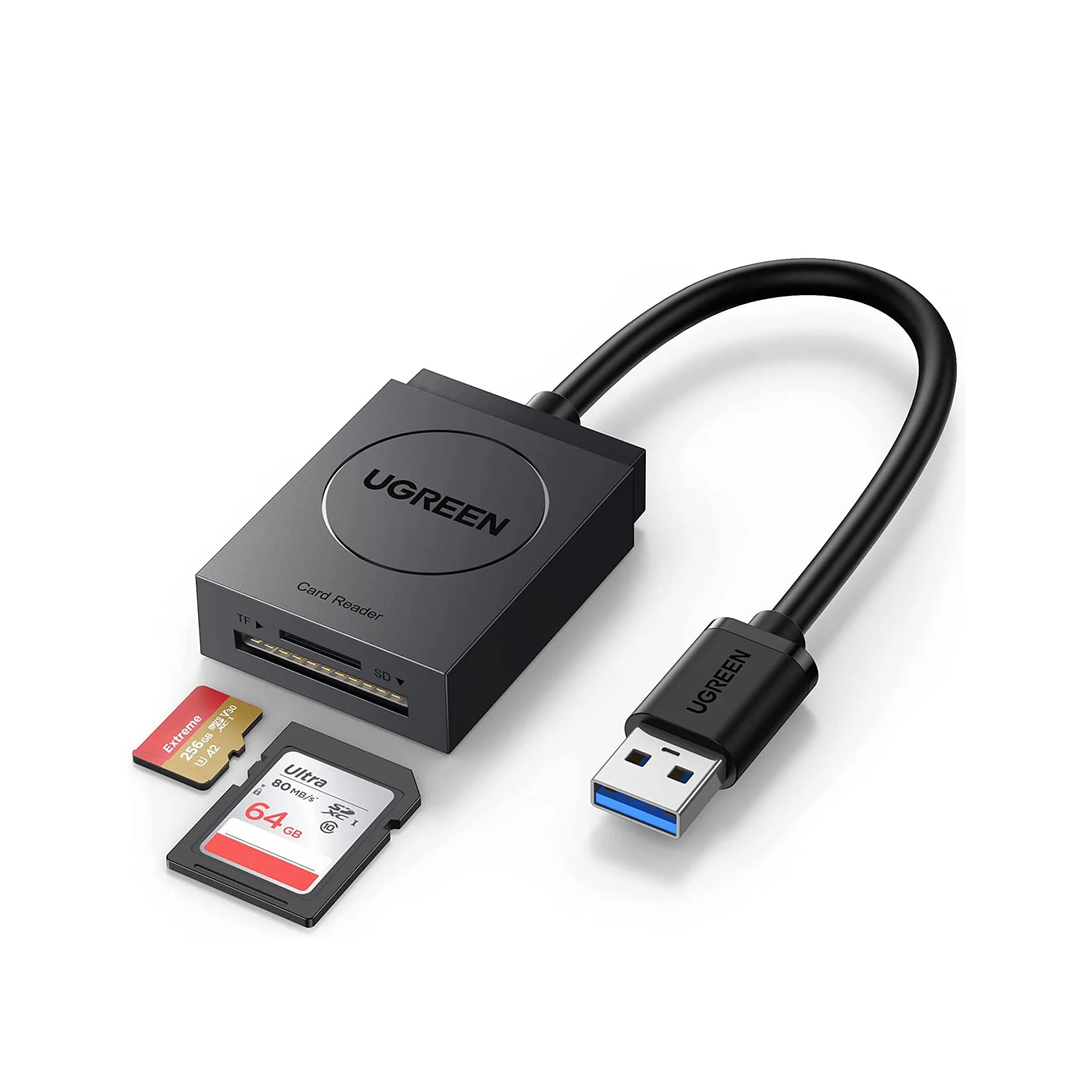 Lettore di schede SD UGREEN Lettore di schede di memoria flash USB 3.0 a doppio slot Dimensioni compatte Trasmissione ultra veloce