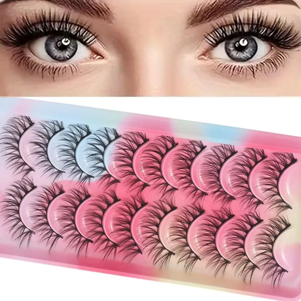 Finte 3D Eyelashes in Silk Fiber, Natural Makeup, Extension Eyes & Incrociate, Extension Tools, Voluminous Eyelashes Hand Made