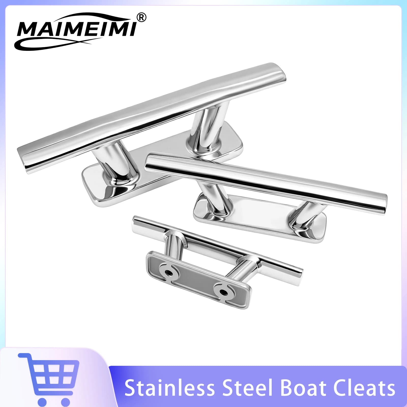 6/8/10 inch Stainless Steel Polished Boat Cleats Mooring Dock Deck Rope Cleat Marine Bollard Boat Deck Boat Accessories