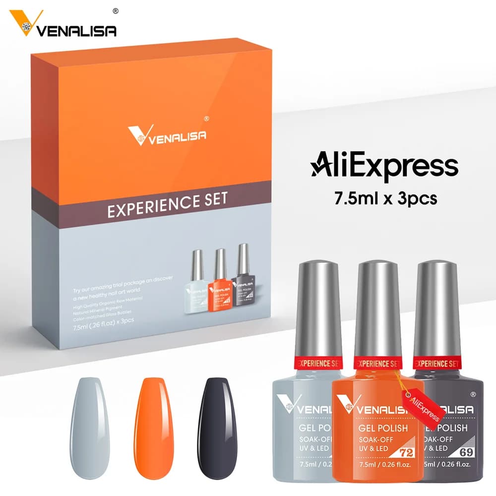 Venalisa 3 pcs/kit Gorgeous Color Kit Soak Gel Nail Polisher Off UV LED Semi Permanent Paint Gel Polished Functional Experience Set